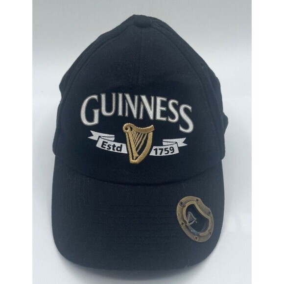 Guinness 1759 Black Baseball Cap Bottle Opener  Adjustable Strap Vintage - Picture 3 of 11